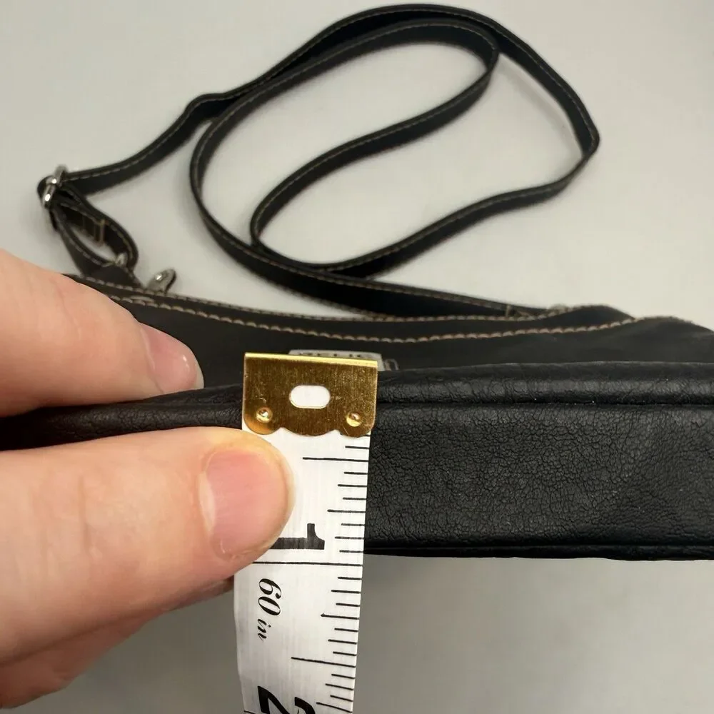 Relic Black Faux Leather Crossbody Organizer Purse Silver Hardware 9x9x1